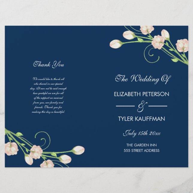 Vintag Garden Rose - Hochzeitsprogramm (Vorderseite)