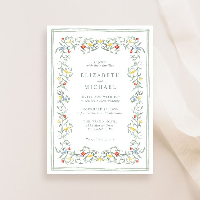 Vintag Garden Wasserfarbenparade Grüne Hochzeit Einladung (Von Creator hochgeladen)
