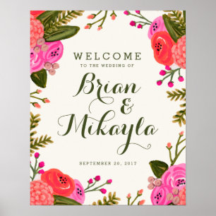 Vintag Garden Wedding Welcome Poster