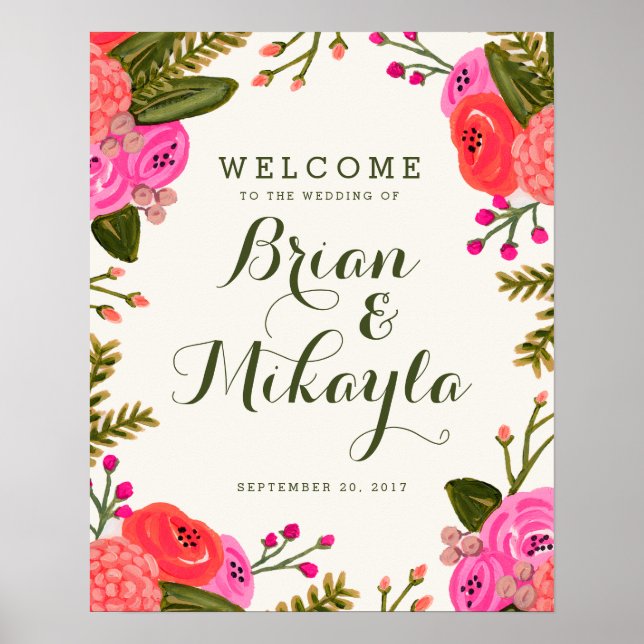 Vintag Garden Wedding Welcome Poster (Vorne)
