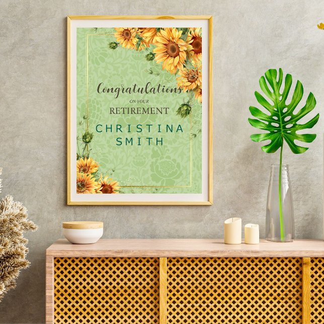 Vintag Gartenanlage Sonnenblumen Poster (Sunflower Vintage Garden Watercolor Retirement)