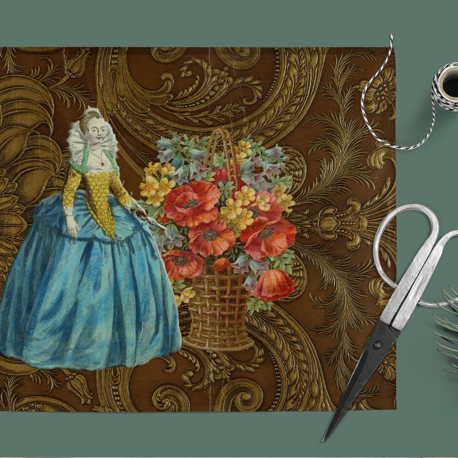 Vintag-Gartenkörbe-Entpackpapier Seidenpapier (Von Creator hochgeladen)