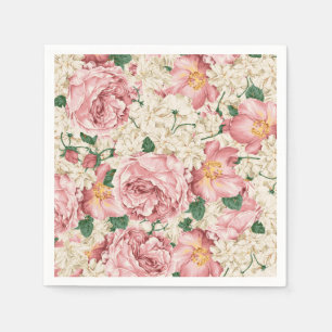 Vintag-Gartenmuster-Rose und Hydrangeas-Muster Serviette