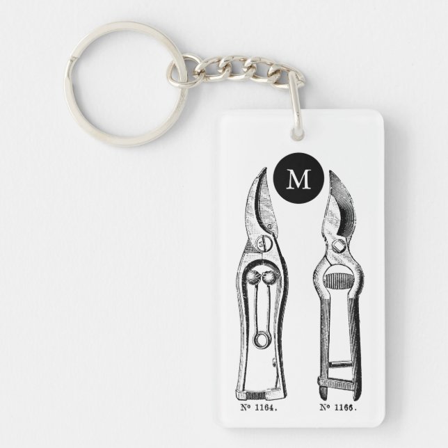 VINTAG-Gartenwerkzeuge Pruner Monogram-Unternehmen Schlüsselanhänger (Vorderseite)