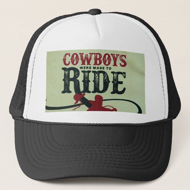 Vintag Gay Cowboy White & Black Trucker Hat Truckerkappe (Vorderseite)