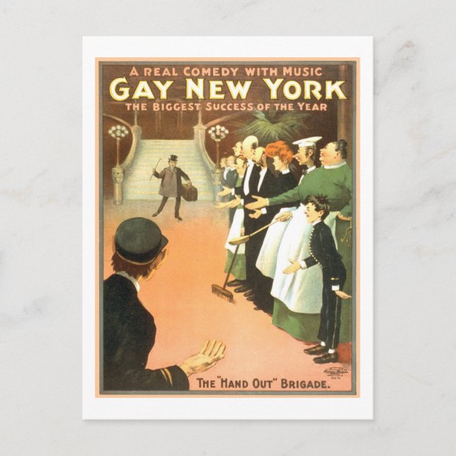 Vintag Gay New York Theater Poster Postkarte (Vorderseite)