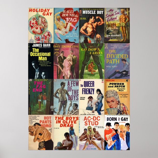 Vintag Gay Pulp Fiktion Collage Version 3 Poster (Vorne)