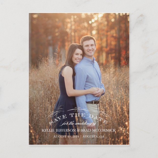 Vintag Geblüht Save the Date Postkarte (Vorderseite)