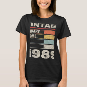 Vintag Geboren 1989 33. Geburtstag 33 Jahre alt T-Shirt