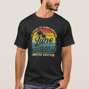Vintag Geboren im Juni 2001 Retro 20 Jahre alt 20. T-Shirt