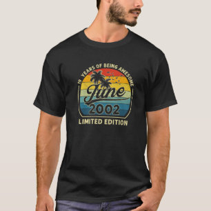 Vintag Geboren im Juni 2002 Retro 19 Jahre alt 19. T-Shirt