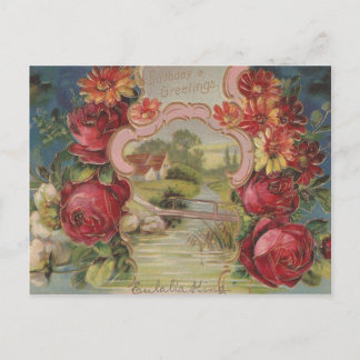 Vintag Geburtstagsgruß Hübsche Blume Postkarte