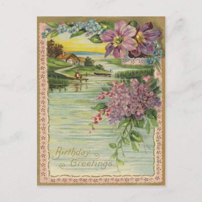 Vintag Geburtstagsgruß Postkarte (Vorderseite)