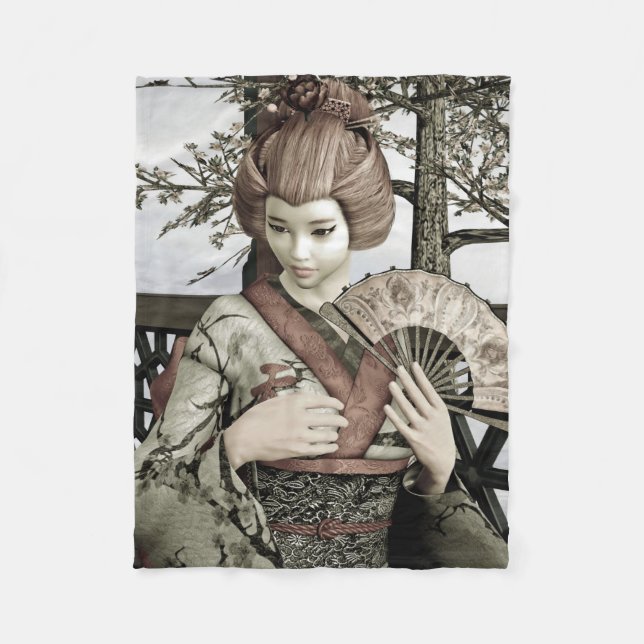 Vintag Geisha Fleecedecke (Vorderseite)