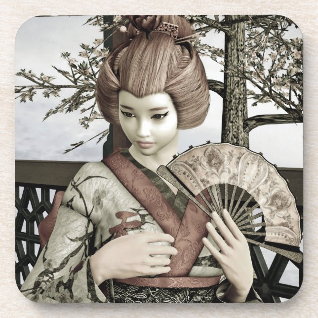 Vintag Geisha Getränkeuntersetzer (Vorderseite)