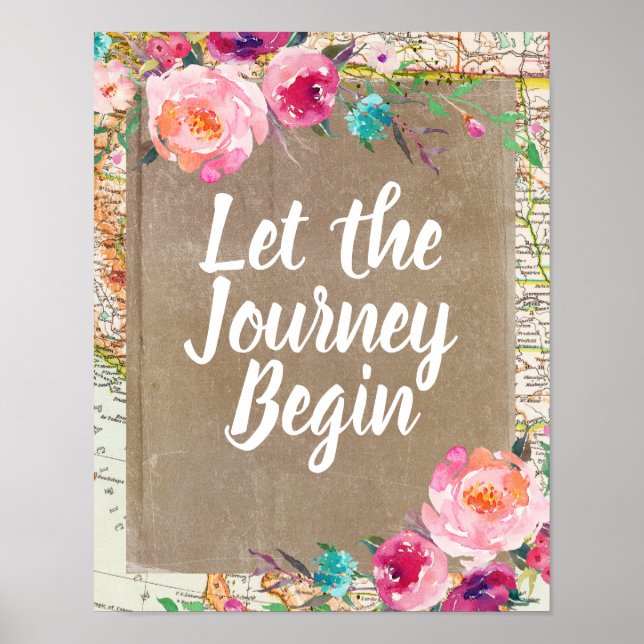 Vintag Gelassen Journey Begin Sign Travel Poster (Vorne)