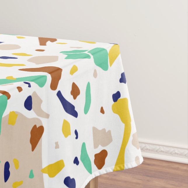 Vintag Gelb Blau Moderne Abstrakte Geometrie Tischdecke (Beispiel)