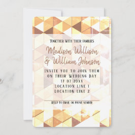 Vintag-gelb-braunes geometrisches Hochzeitsmuster Einladung