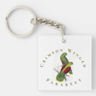 Vintag-Gelb-Rot-Krimson-Winged-Parakeet Schlüsselanhänger