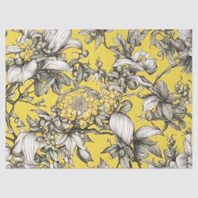 Vintag Gelb, Schwarz und Weiß Seidenpapier (Vorderseite)