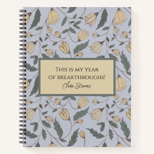 Vintag Gelb und grün, Illustriert Notizbuch (Vorderseite)