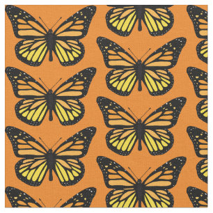 Vintag-Gelb- und Orangenschmetterling Gemustert Stoff