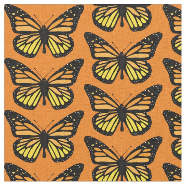 Vintag-Gelb- und Orangenschmetterling Gemustert Stoff (Nahaufnahme)