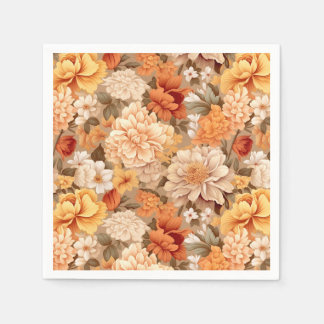 Vintag gelb verbrannte orange-beige Blume Serviette