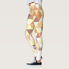 Vintag-gelbbraunes geometrisches Monogramm Leggings