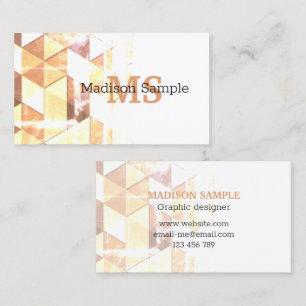 Vintag-gelbbraunes geometrisches Monogramm Visitenkarte