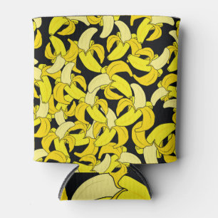 Vintag Gelbe Bananen: Schwarzer Hintergrund Dosenkühler