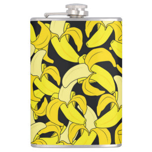 Vintag Gelbe Bananen: Schwarzer Hintergrund Flachmann