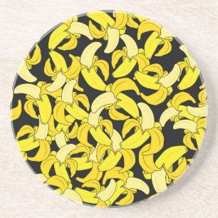 Vintag Gelbe Bananen: Schwarzer Hintergrund Getränkeuntersetzer