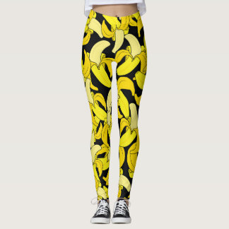 Vintag Gelbe Bananen: Schwarzer Hintergrund Leggings