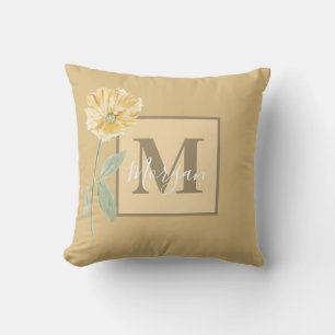 Vintag Gelbe Blume Monogramm Kissen
