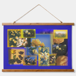 Vintag-Gelbe Blume Wandteppich Mit Holzrahmen