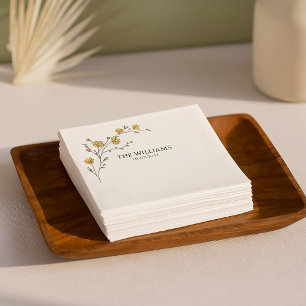 Vintag-Gelbe Blütenblüte Rustikale Hochzeit Serviette