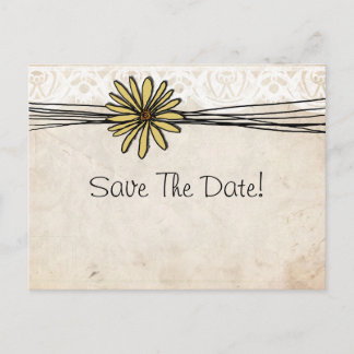Vintag-Gelbe Daisy Save the Date Ankündigungspostkarte