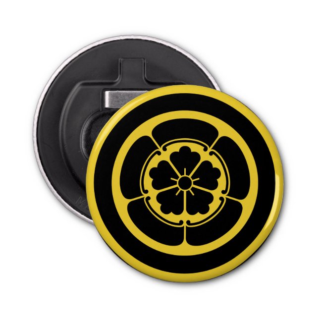 Vintag-Gelbe Odaon Japan Mon Oriental Flaschenöffner (Vorderseite)