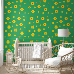 Vintag Gelbe Retro Daisy Blume Peel and Stick Tapete