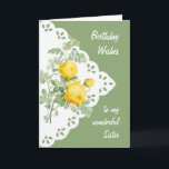 Vintag Gelbe Rose Blume Sister Karte<br><div class="desc">Vintage Gelbe Rose Blume für Ihre Schwester Geburtstag</div>