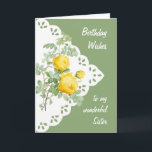 Vintag Gelbe Rose Blume Sister Karte<br><div class="desc">Vintage Gelbe Rose Blume für Ihre Schwester Geburtstag</div>