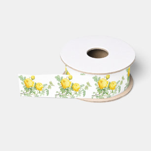 Vintag Gelbe Rosen Elegantes Muster Ripsband