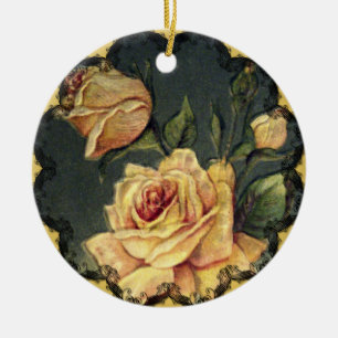 Vintag Gelbe Rosen Weihnachtsschmuck