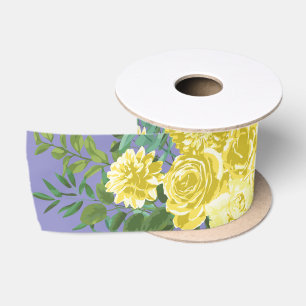Vintag-Gelbe Rosenhochzeit mit Periwinkle Satinband