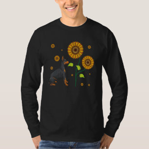 Vintag Gelbe Sonnenblume Hundebesitzer Doberman T-Shirt