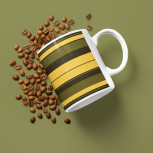 Vintag Gelbe und grüne Streifen Kaffeetasse
