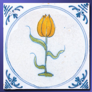 Vintag-gelber Tulip Blauweißer Delft Fliese