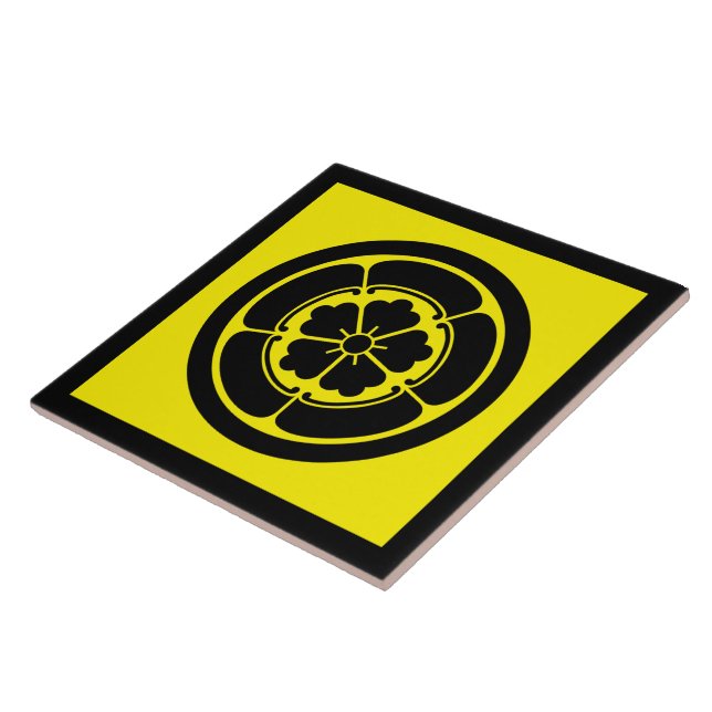 Vintag-Gelbes Schwarzes Oda Japan MASTER Kunst Fliese (Seite)