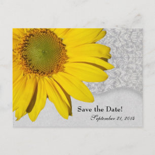 Vintag Gelbgraue Sonnenblume Save the Date Ankündigungspostkarte